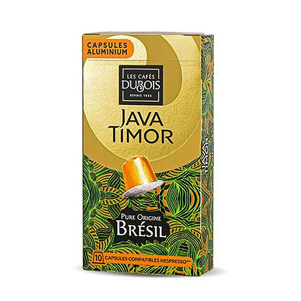 10 Capsules Aluminium Compatibles Nespresso Pure Origine Brésil Java Timo Dubois Café