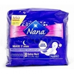 [6192400661708] 8 Serviettes Hygiéniques Maxi 7mm Extra Nuit Nana