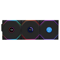 [4718466017376] Lian Li UNI Fan TL-LCD Wireless Reverse 120 Black (Triple Pack)